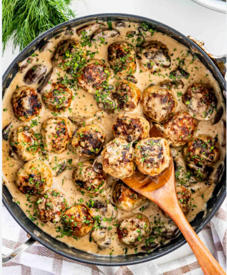 Saucier Swedish Meatballs with Mushrooms